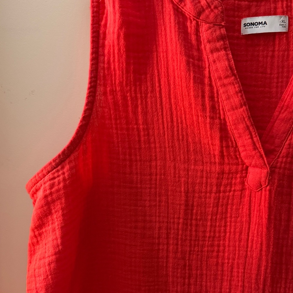 SONOMA Red Sleeveless V-Neck Textured Tank - Picture 13 of 15